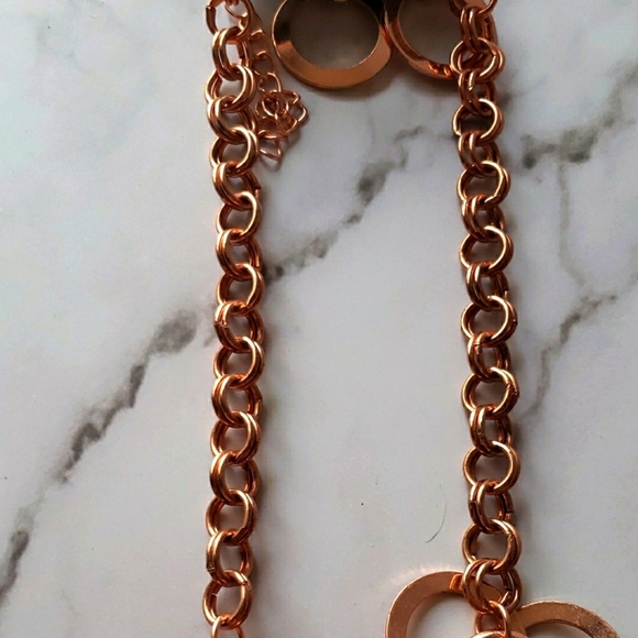 Paparazzi Rose Goldtone Statement Necklace with Interlocking Rings & Earring Set - Picture 5 of 6